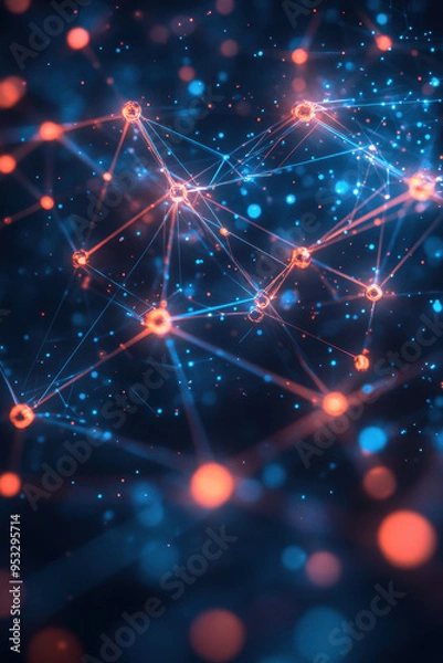 Fototapeta Digital Network,  A futuristic digital network with connected lines and nodes, featuring ample space for text, perfect for professional presentations or designs