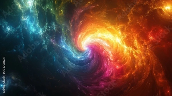 Obraz Surreal cosmic space with nebulas and galaxies in vibrant prismatic colors  abstract background new beautiful stock image illustration AI