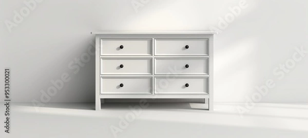 Fototapeta Isolated gray filing cabinet on white background for organized office storage solutions