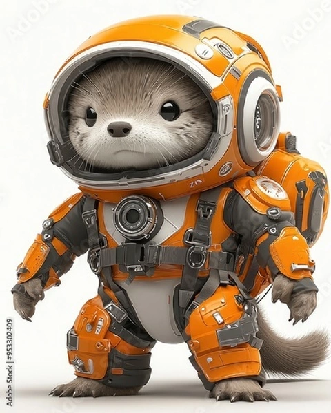 Fototapeta Cute Otter Astronaut in Space Suit