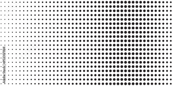 Fototapeta Halftone gradient vector background. From light to dark dots. eps 10