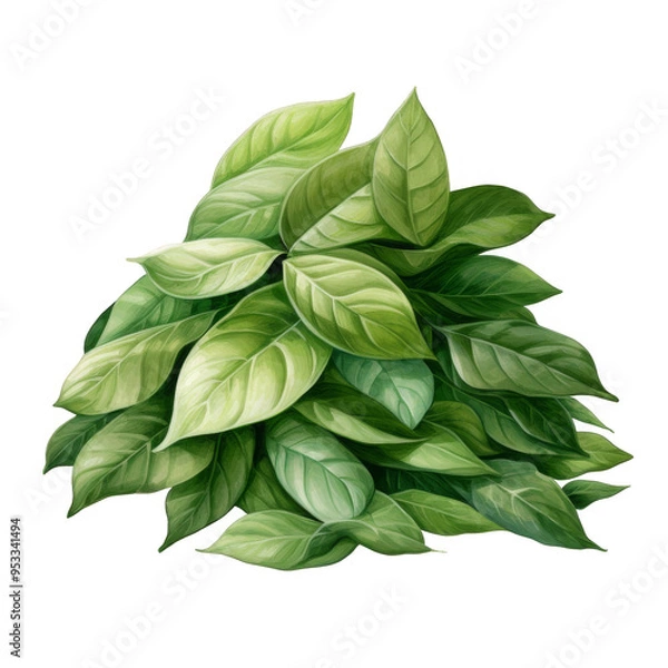 Obraz Watercolor Pile of Leaves Isolated on a Transparent Background