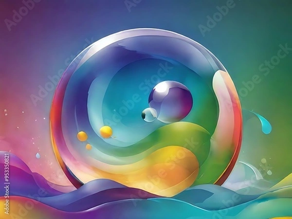 Fototapeta Create a glassmorphic background with layered, translucent ellipses on a colorful, soft-focus backdrop.