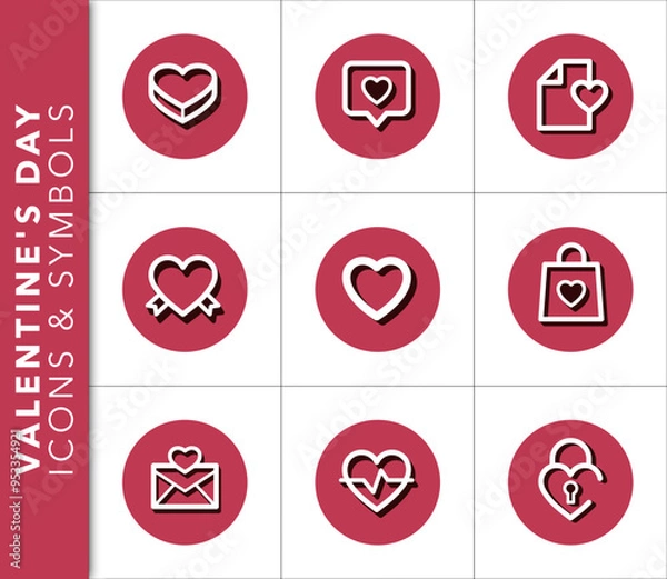 Obraz Set of valentines day vector icons with shadow
