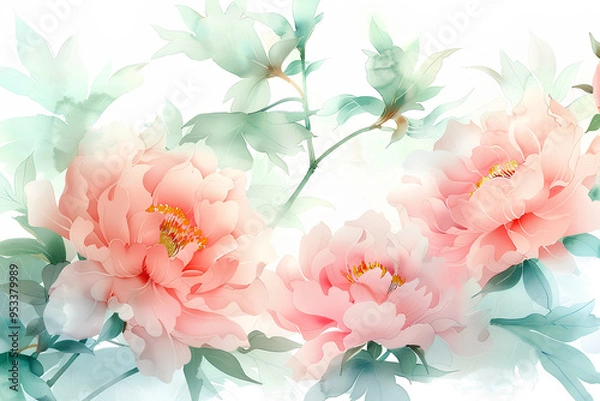 Fototapeta 美しくし咲き誇る牡丹の花