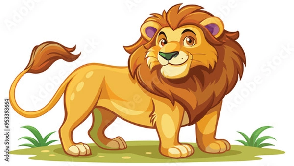 Fototapeta Cute lion and Cat silhouettes sitting isolated Vector illustration. Isolated on white background