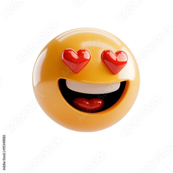 Obraz isolated 3d emoji lovely face on plain background happy emoticons reaction icons