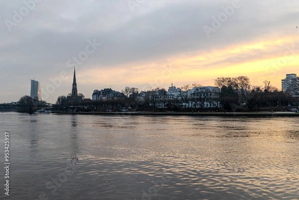 Fototapeta sunset over the river