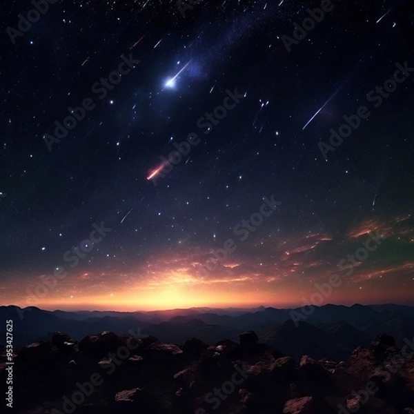 Fototapeta meteor shower a celestial event where multiple meteors or shooti