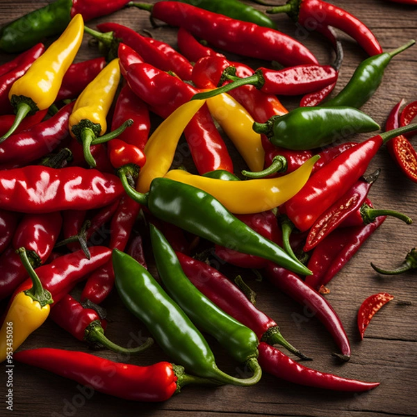 Obraz red and green peppers