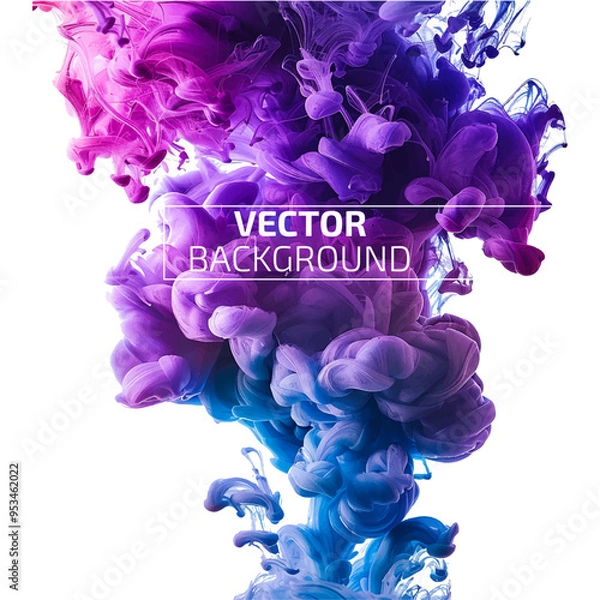 Fototapeta Violet ink swirling in water. Vector abstract cloud. Abstract banner paints  isolated on white background. Liquid ink. Background for banner, card, poster, poster, identity, web design