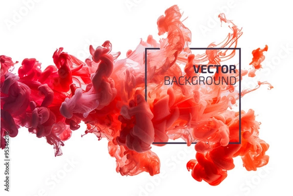 Fototapeta Red ink swirling in water. Vector abstract cloud. Abstract banner paints  isolated on white background. Liquid ink. Background for banner, card, poster, poster, identity, web design