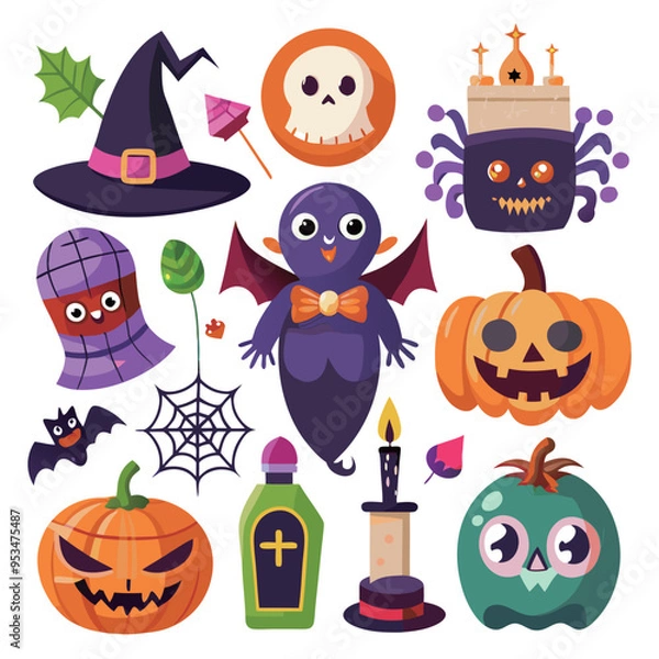 Fototapeta Halloween element collection on white background 