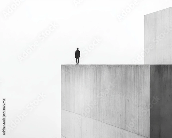 Fototapeta Thoughtful human Embodying Self-Reflection and Self-Awakening, Centered on a Minimalist environment Background, the concept of soul healing, Graphic Resources, Wallpapers, illustration, 