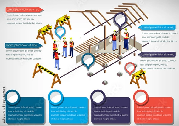 Fototapeta illustration of info graphic house structure concept in isometric graphic