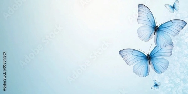 Fototapeta Blue-colored background with butterflies