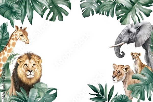 Fototapeta Jungle themed invitation template