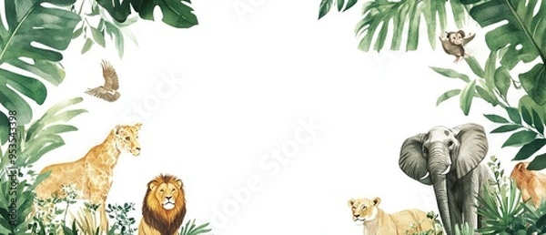 Fototapeta Jungle themed invitation template