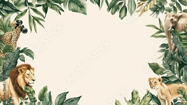 Fototapeta Jungle themed invitation template