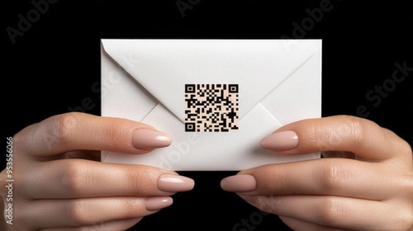 Fototapeta Quishing Beware of QR Code Scams A Concerned Woman Examines a Potentially Fraudulent Document Involving 'Quishing' Tactics – Protect Yourself from Emerging Cyber Threats