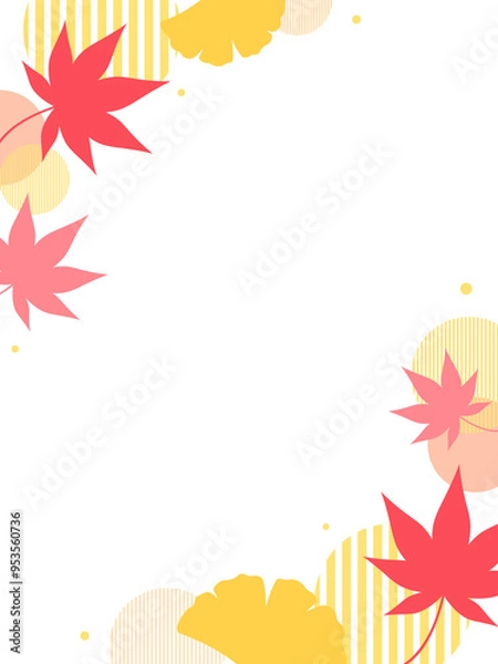 Fototapeta 秋の紅葉と銀杏のフレーム