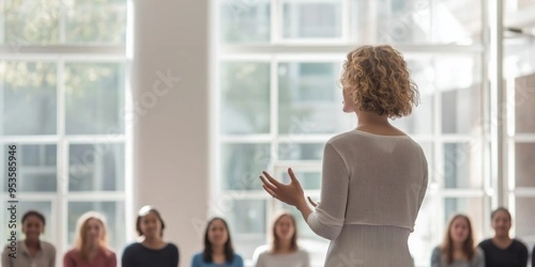Fototapeta Engaging presentation skills are vital for effective business communication, enabling individuals to inspire and lead discussions using techniques like storytelling, feedback, and negotiation