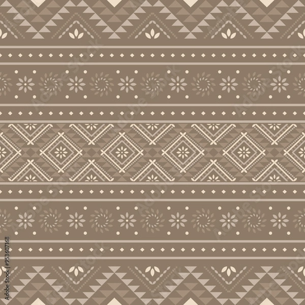 Fototapeta Ancient echoes Aztec geometric seamless patterns southwest Navajo Native American tribal ethnic earth tone for textile printing