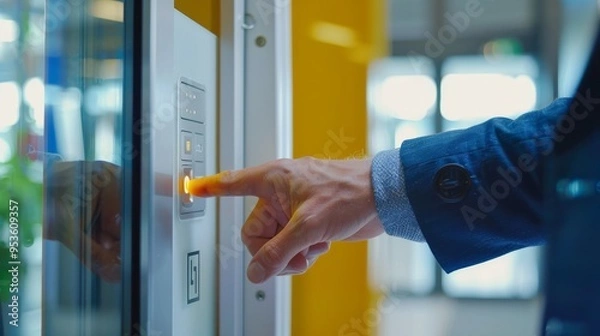 Obraz office, man unlock screem withtouch id