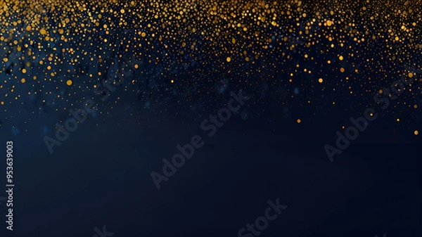 Fototapeta abstract background with Dark blue and gold particle. Christmas Golden light shine particles bokeh on navy blue background. Gold foil texture. Holiday concept.