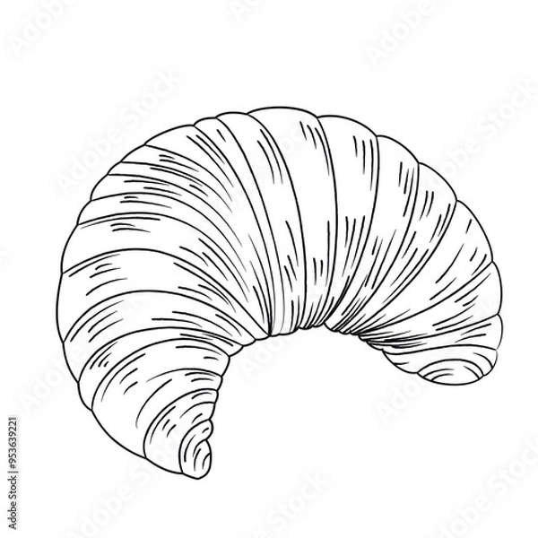 Obraz Croissant black and white line art