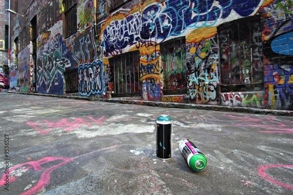 Obraz Spray cans in a Graffiti Alley in Melbourne, Australia