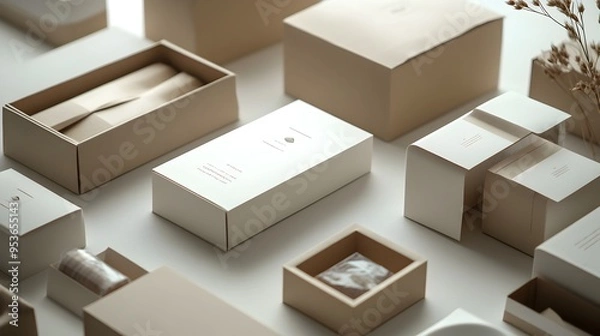 Fototapeta Sustainable Packaging Innovation with Elegant Minimalist Paper Based Design