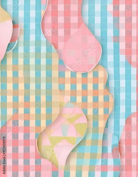 Fototapeta レトロなギンガムチェックの壁紙