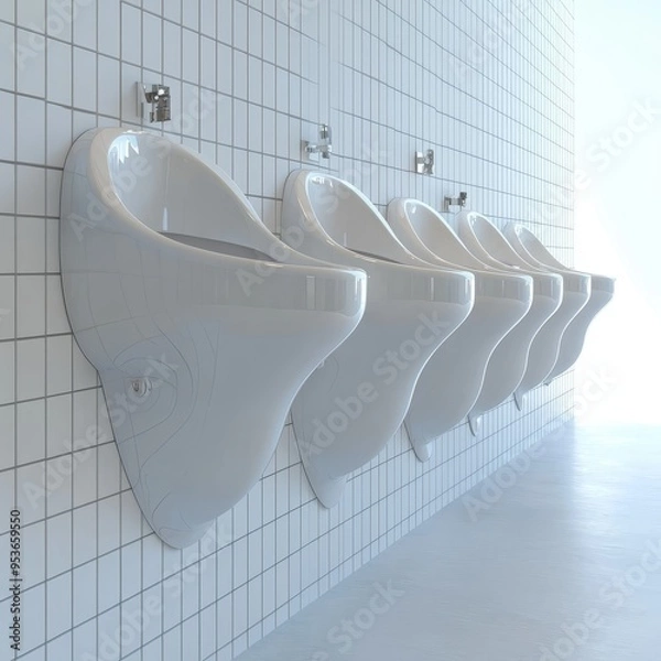 Obraz Isometric Illustration of 3d a row of urinals for male icon