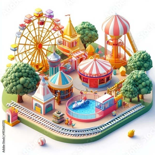 Obraz Isometric Illustration of 3d theme park icon