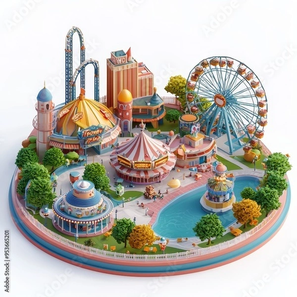 Obraz Isometric Illustration of 3d theme park icon