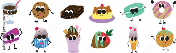 Fototapeta set of dessert character