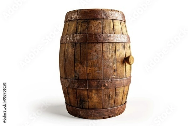 Obraz Oak Barrel isolated on white with a clipping path