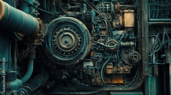 Obraz Close-up of a Rusty and Complex Machine