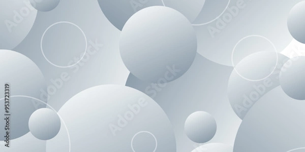 Fototapeta Modern abstract white bubble background with circles. Banner pattern with copy space Abstract blank geometric circle abstract white background with circles cut out drop shadow background.