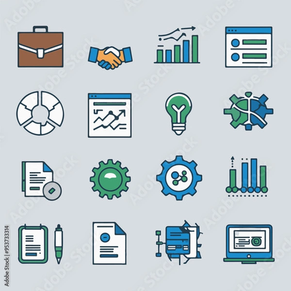 Obraz Unique Business Icon Set. Modern and Professional Design