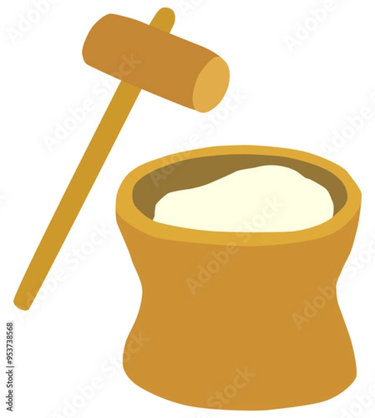 Obraz 餅つき 杵と臼 ベクター素材