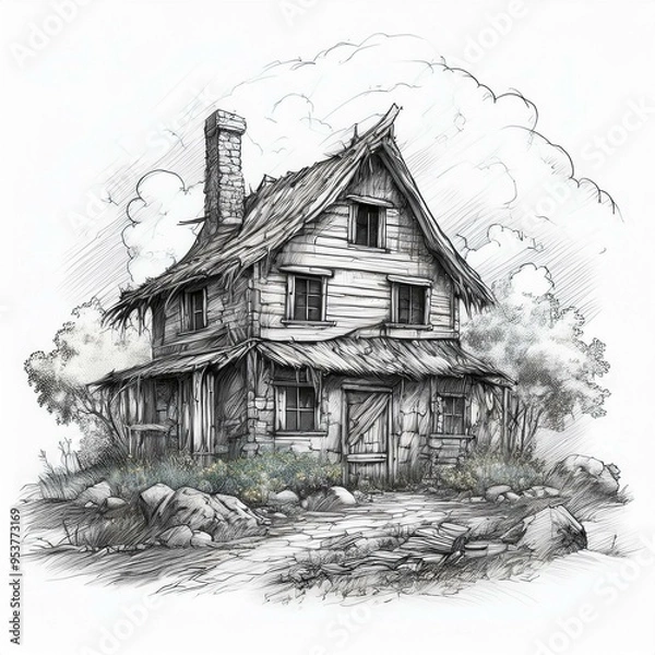 Obraz old house sketch