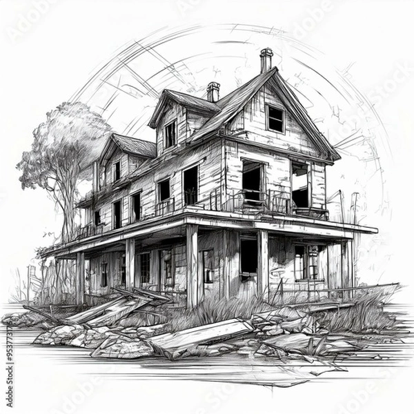Obraz old house sketch