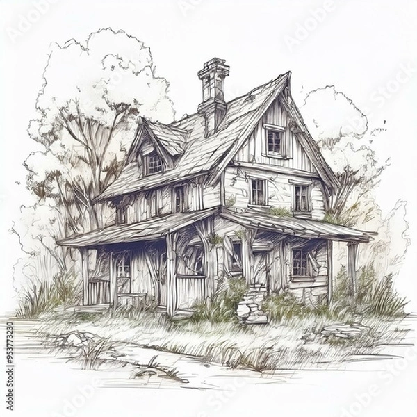 Obraz old house sketch