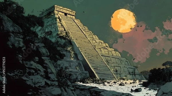 Obraz AZTEC PYRAMID. BACKGROUND. WALLPAPER 