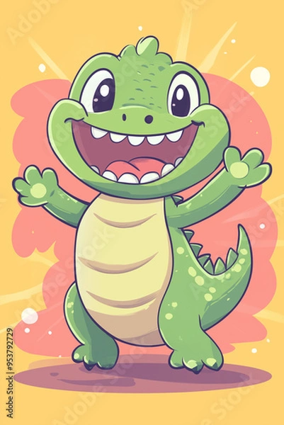 Obraz Cute cartoon vector style illustration of a happy smiling crocodile