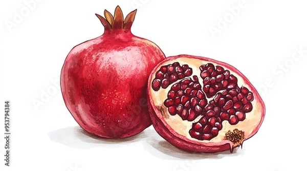 Obraz pomegranate isolated on white background