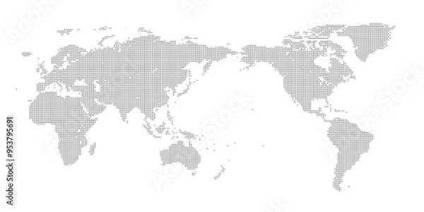 Obraz デジタルブロック調の世界地図