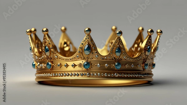 Fototapeta golden crown isolated on a white background, ready for graphic design use.
